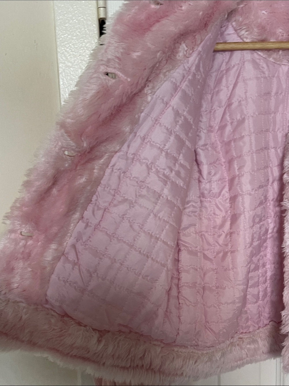 Seduction Soft Pink Faux Fur Collar Corduroy Jacket Size Large - Picture 4 of 5